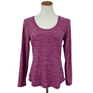 YogaLicious Long Sleeve Magenta Scoop Neck Athletic Casual Top